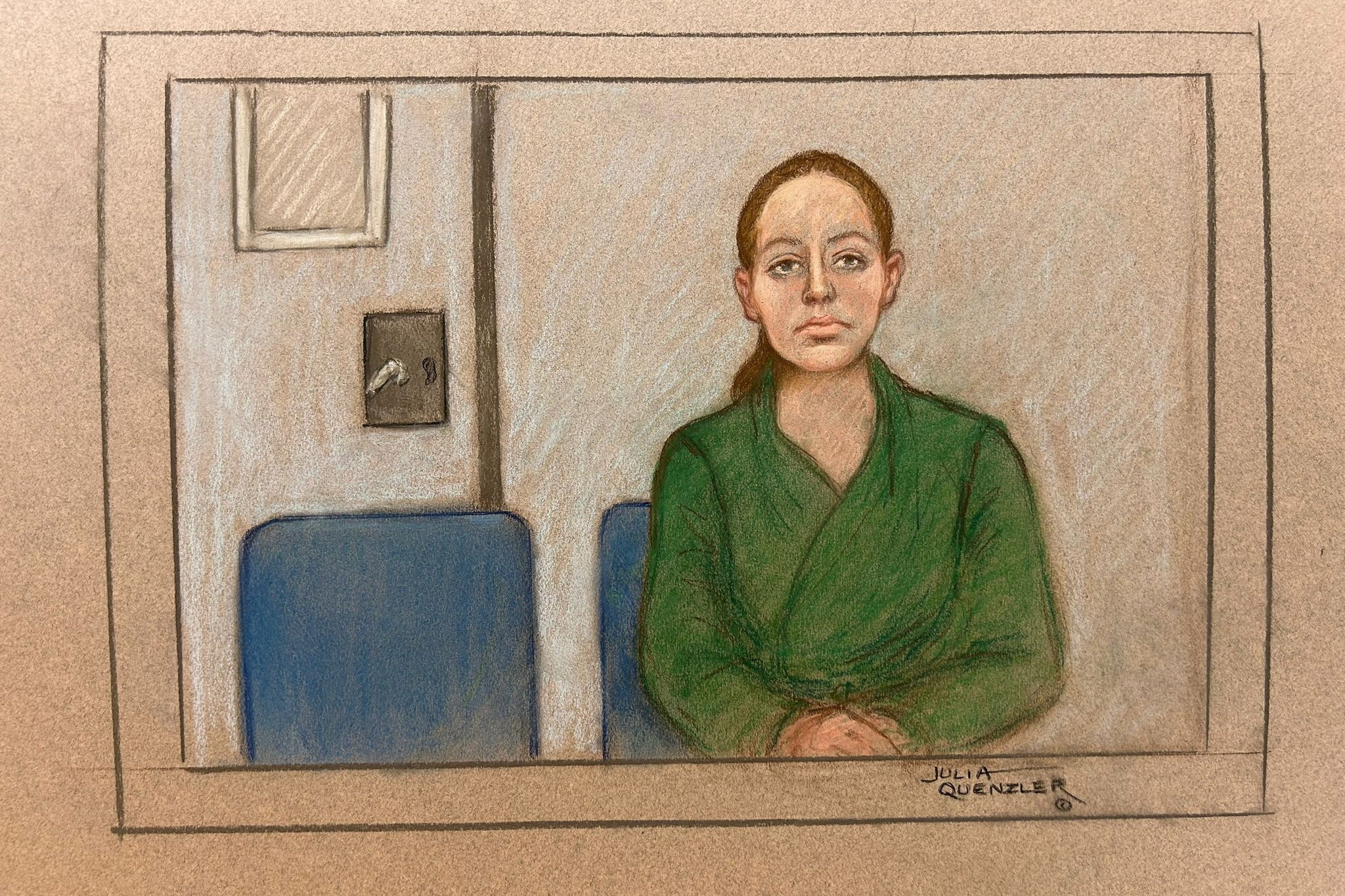 Sygeplejersken Lucy Letby er dømt for at have dræbt fem nyfødte drenge og to nyfødte piger på Countess of Chester Hospital. Her ses hun på en tegning fra retten under ankesag i 2024.