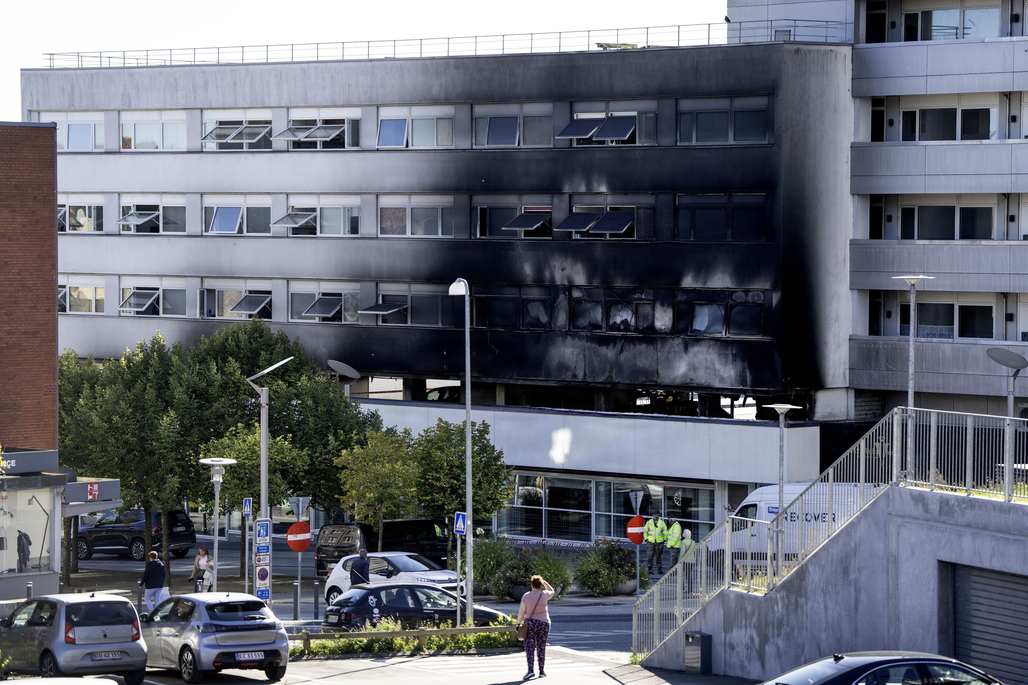 En etageejendom på Østervold i det centrale Randers efter en brand torsdag den 25. september 2025. (Arkivfoto).