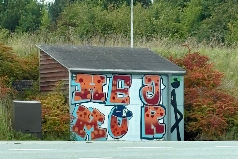 Her ses en af de pumpestationer grafittiholdet har udsmykket.