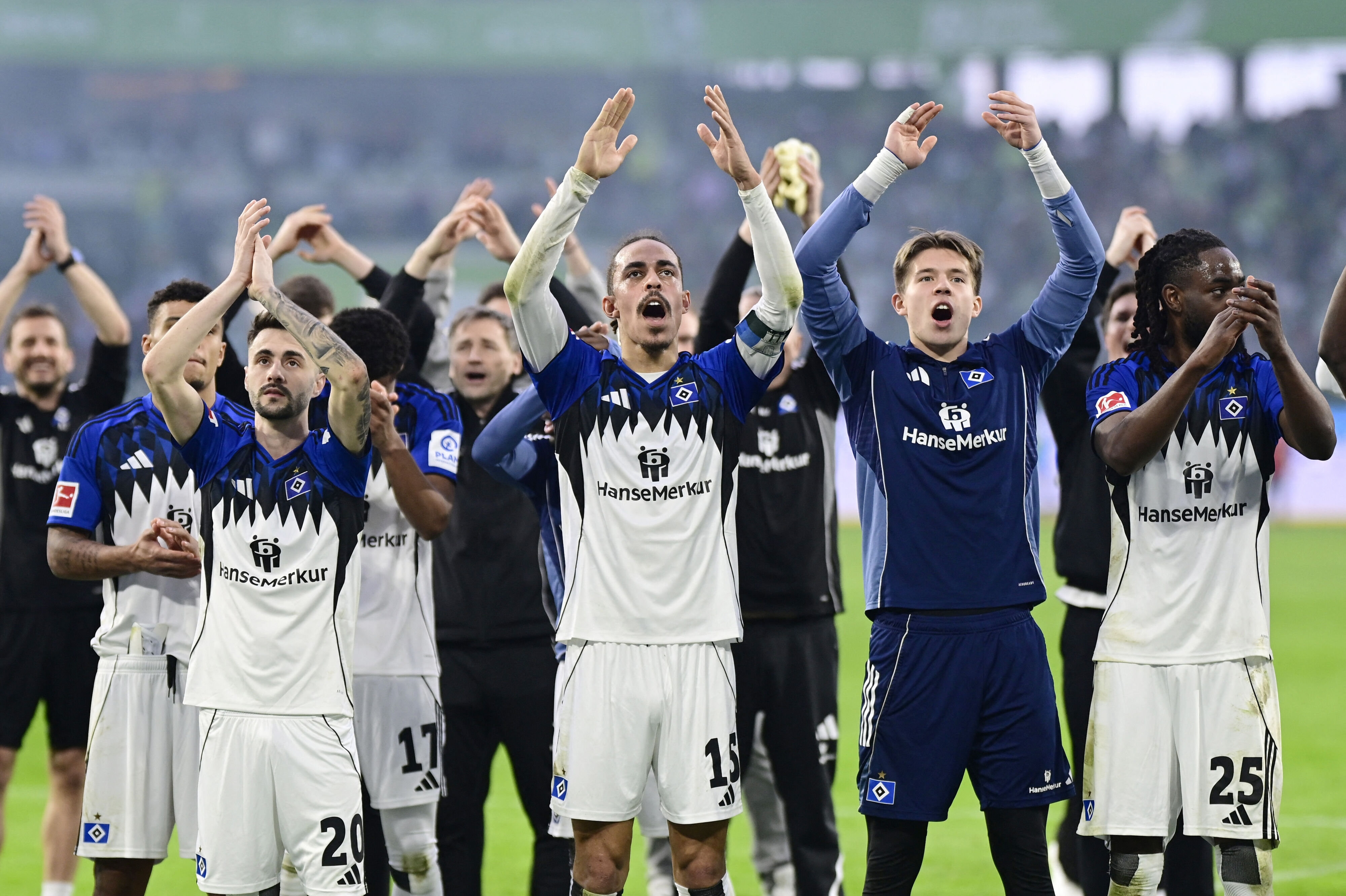 Yussuf Poulsen blev skiftet ind i pausen, og fem minutter senere øgede han til 2-1 for HSV. Albert Grønbæk, der er udtaget til den kommende landsholdssamling, viste også god form for traditionsklubben med to oplæg. (Arkivfoto).