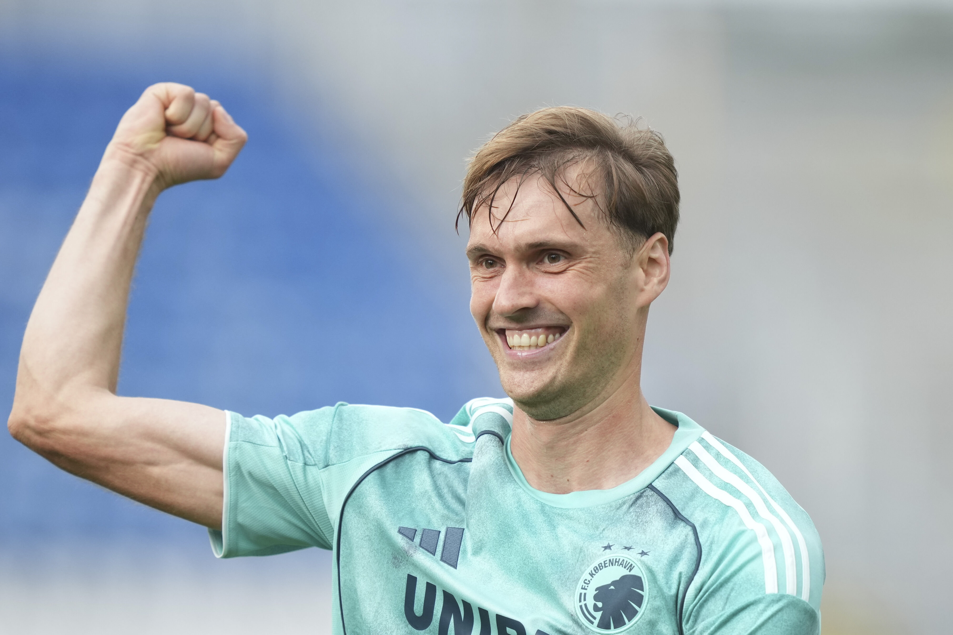 Forsvarsspilleren Asger Sørensen jubler efter at have scoret sit første mål i FC København-trøjen i 5-0-sejren over OB. (Arkivfoto).