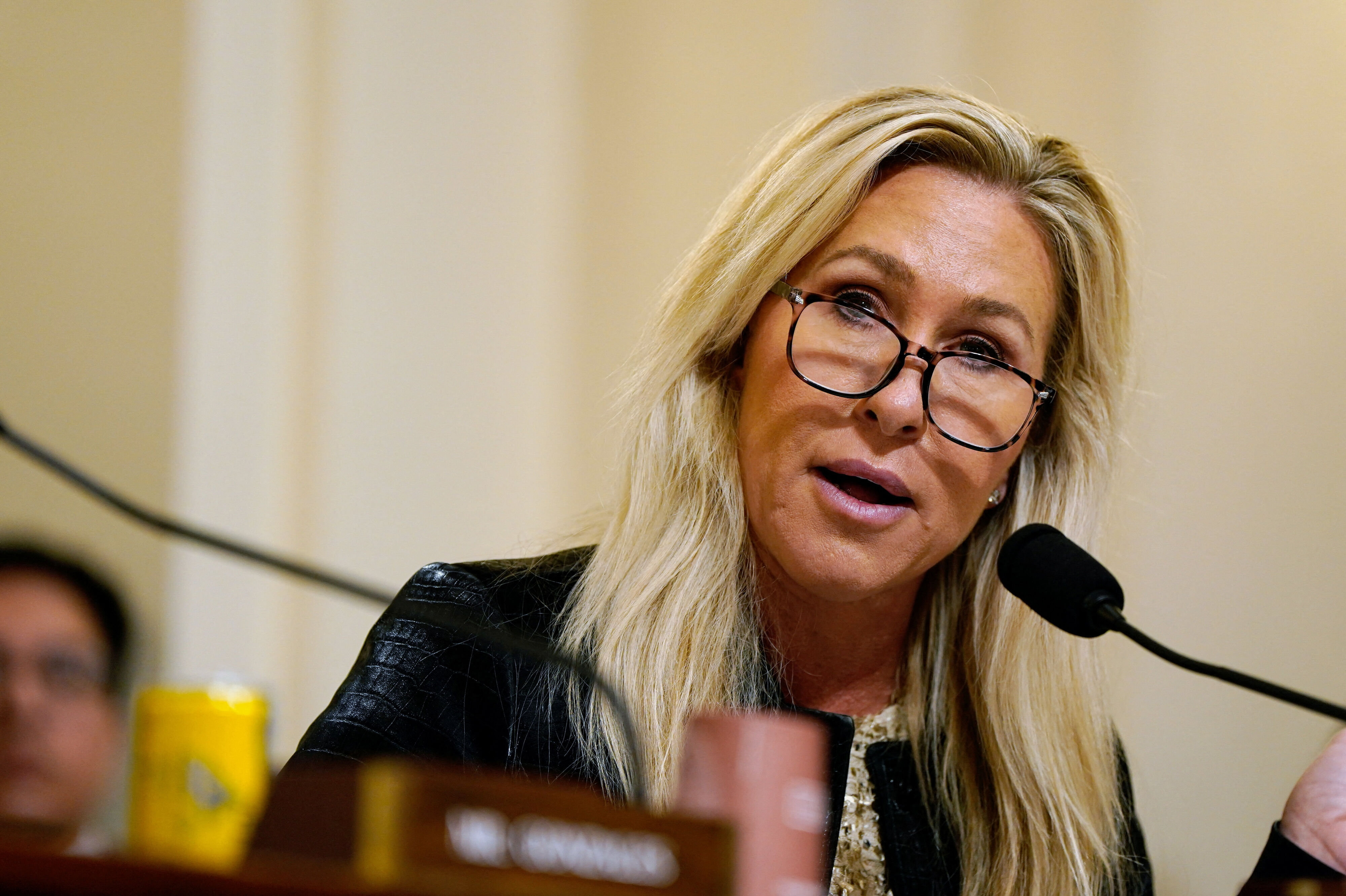Marjorie Taylor Greene trak sig i begyndelsen af året fra sin post i Kongressen efter stridigheder med præsident Donald Trump. Nu kalder hun Trump-støtter for en "kult" og erklærer Maga-bevægelsen for død. (Arkivfoto).