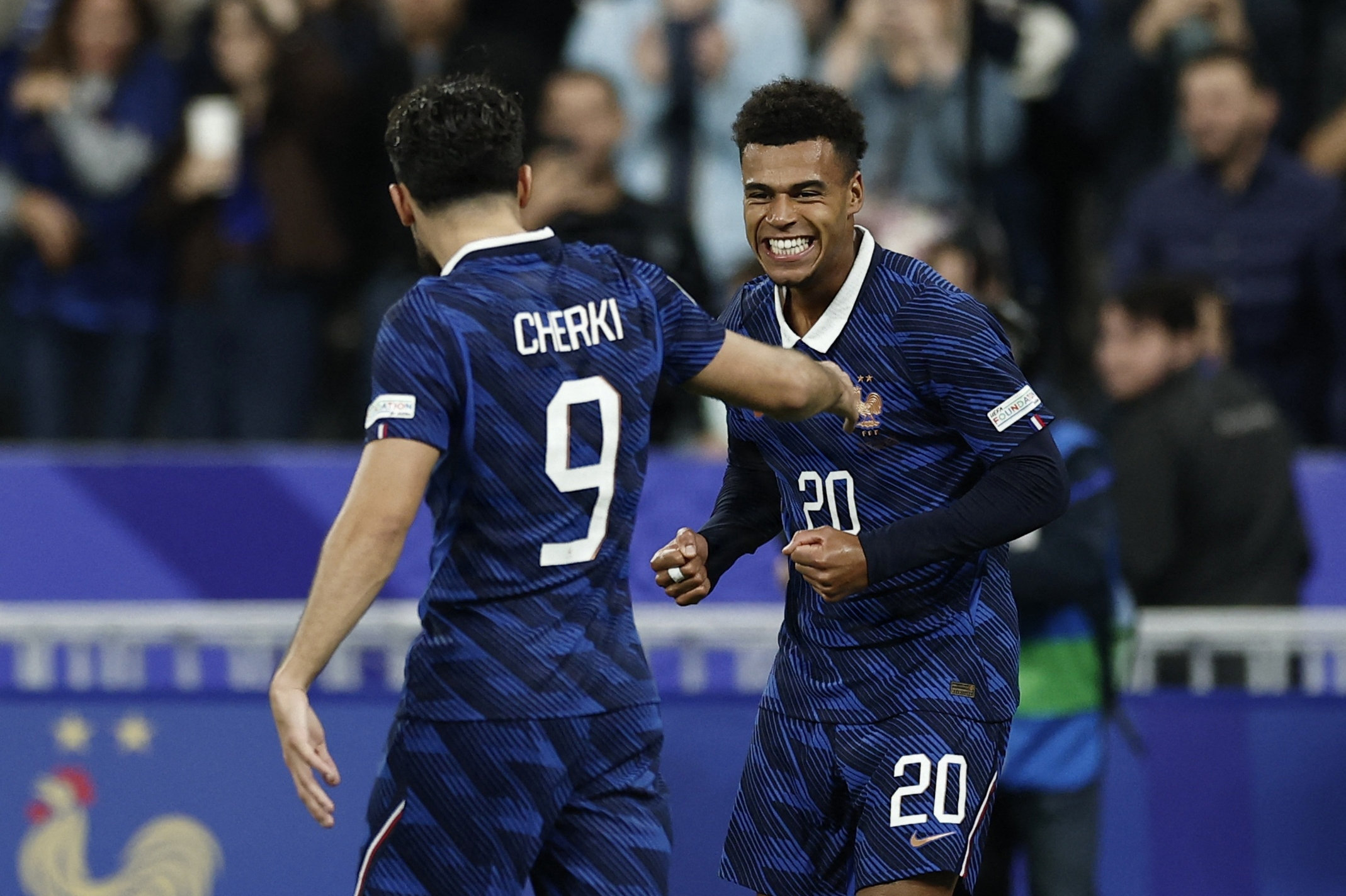 Rayan Cherki og Desiré Doué scorede to af de franske mål i sejren på 4-1 over Belgien.