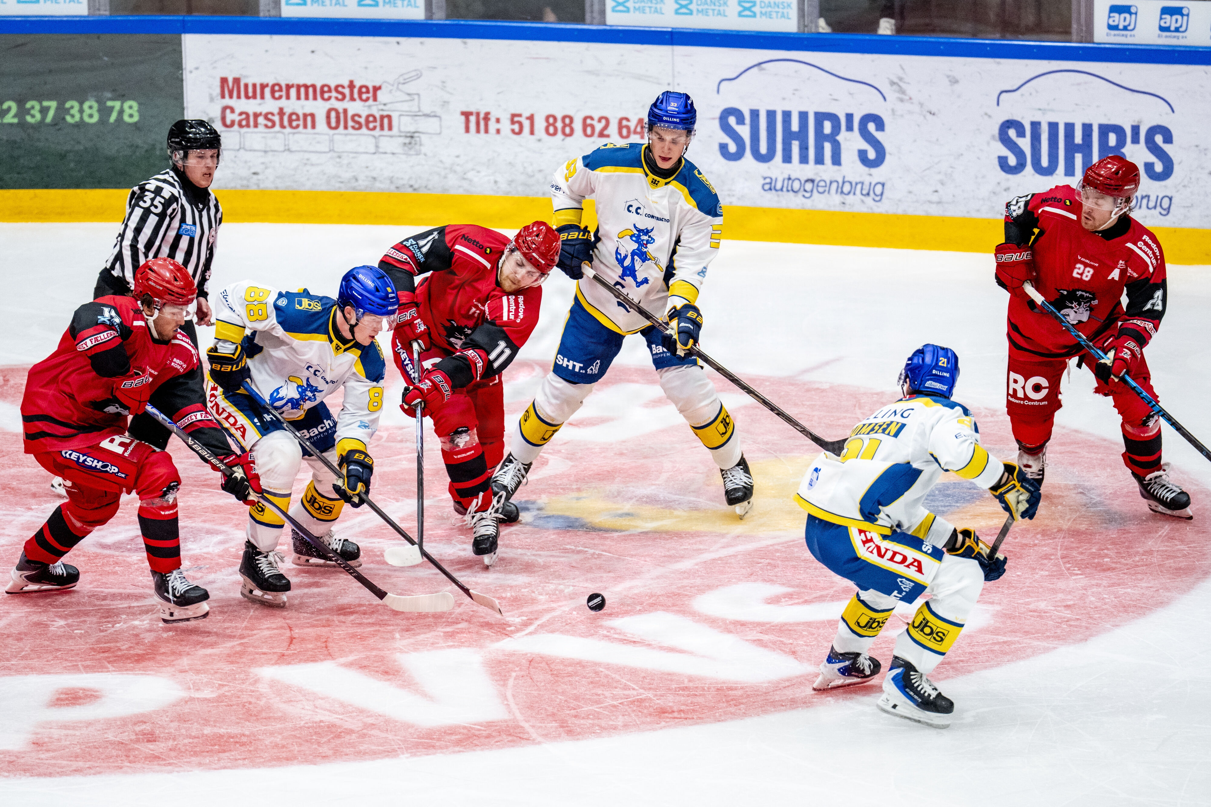 Herning Blue Fox - her mod Rødovre Mighty Bulls tidligere på sæsonen - vandt stort over Frederikshavn White Hawks. (Arkivfoto).